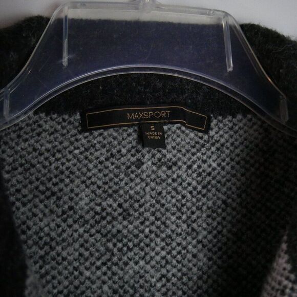 Maxsport Women's Size S Gray Black Sweater Cardigan Coat Big Paisley - Picture 3 of 12